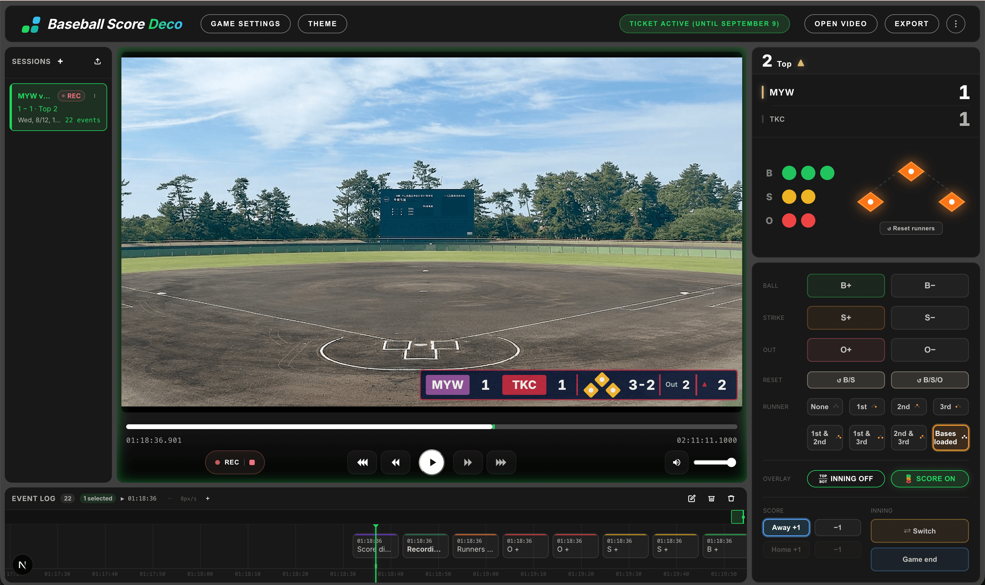 Baseball Score Deco video load screen with team setup